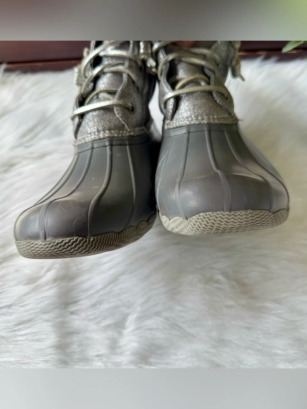 Preppy Fall Sperry Saltwater Waterproof Duck Boots‎ Gray 7.5